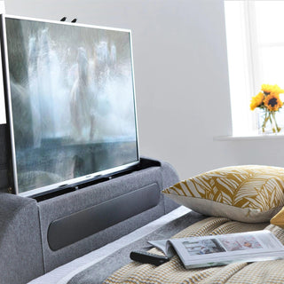 Tv Beds with soundbar built in tv lift ottoman storage