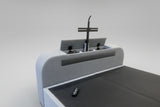 luxury grey true sound ottoman tv bed 5.1 media tv bed built in surround sound speakers soundbar tv lift ottoman storage