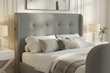 Luxury Grey Media TV Bed with built in soundbar and 4.1 surround sound ottoman storage and remote controlled tv lift.