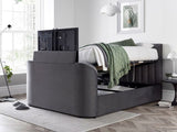 Media TV Bed upholstered in grey velvet tv bed ottoman storage