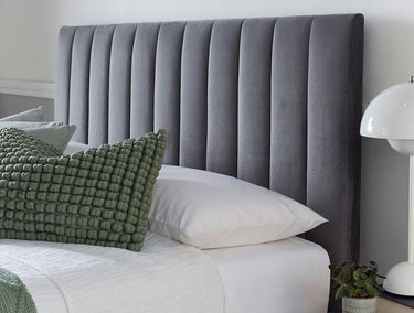 Grey Velvet tv bed with ottoman and built in tv lift