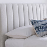 Natural fabric tv bed with ottoman and built in tv lift