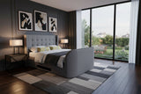 Luxury 5.1 Media TV bed with surround sound built in soundbar speaker s tv lift ottoman storage