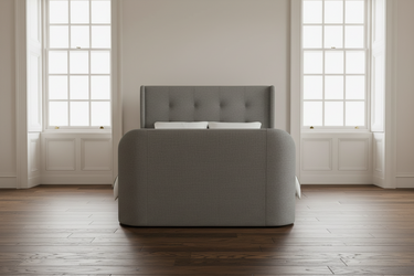 Luxury Grey media tv bed with soundbar built in surround sound ottoman storage remote tv lift 4.1 media sound