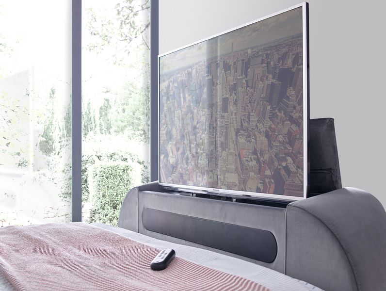 TV bed with built in soundbar ottoman storage and 2.1 media sound