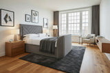 Ottoman TV Bed 5.1 Media TV bed with true sound surround sound built in soundbar speakers tv lift luxury grey velvet upholstery