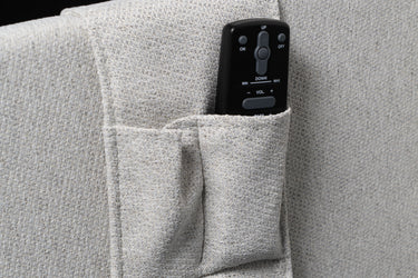 Luxury Surround sound 5.1 Media tv bed with built in soundbar speakers tv lift and ottoman storage upholstered in natural fabric luxury modern living